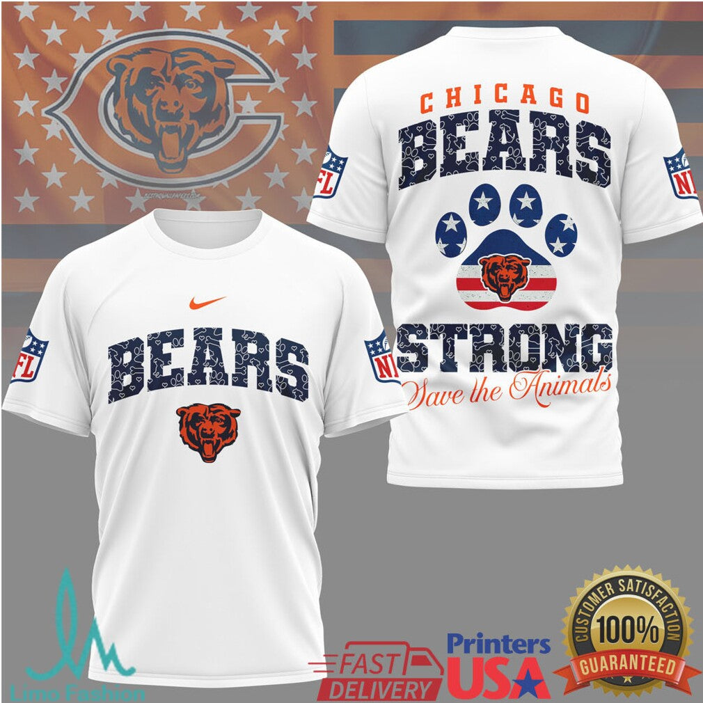 Chicago Bears Official NFL Save The Animals Fan 3D Shirt - Limotees LLC