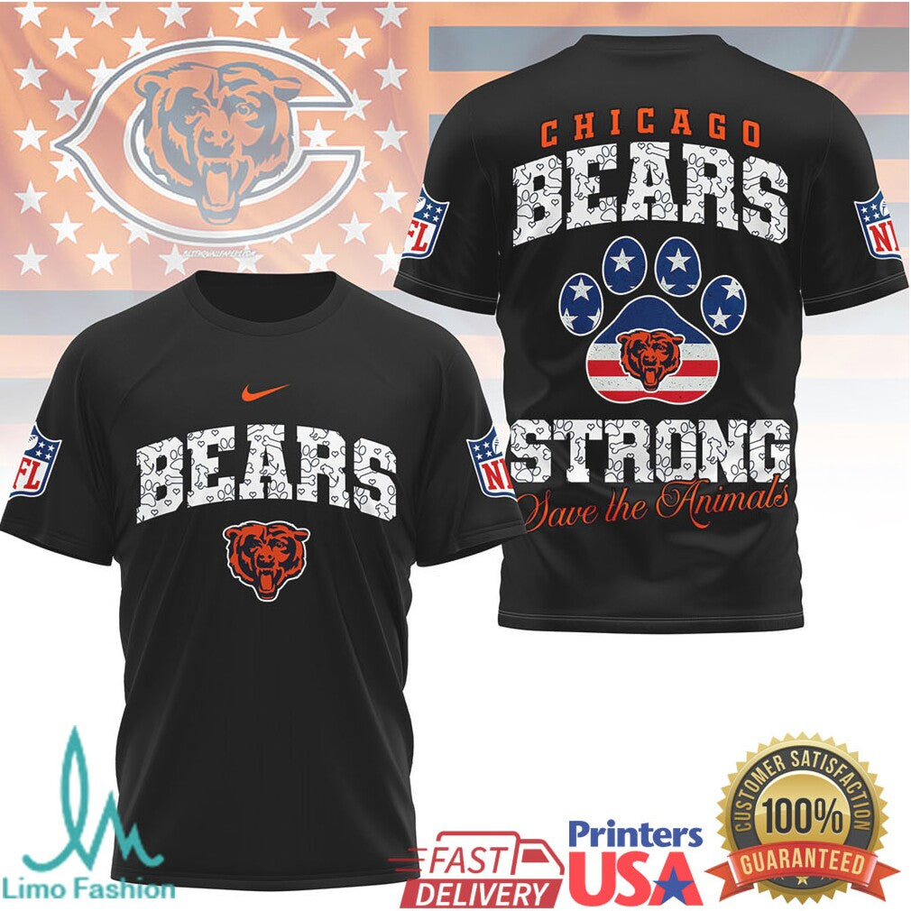 Chicago Bears Official NFL Save The Animals Fan 3D Shirt - Limotees LLC