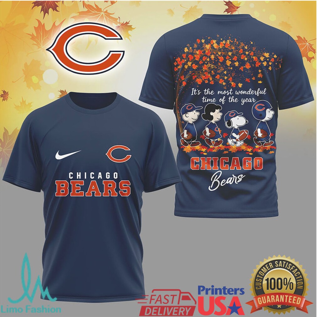 Chicago Bears Peanuts Snoopys Most Wonderful Time of the Year Fall T Shirt - Limotees LLC