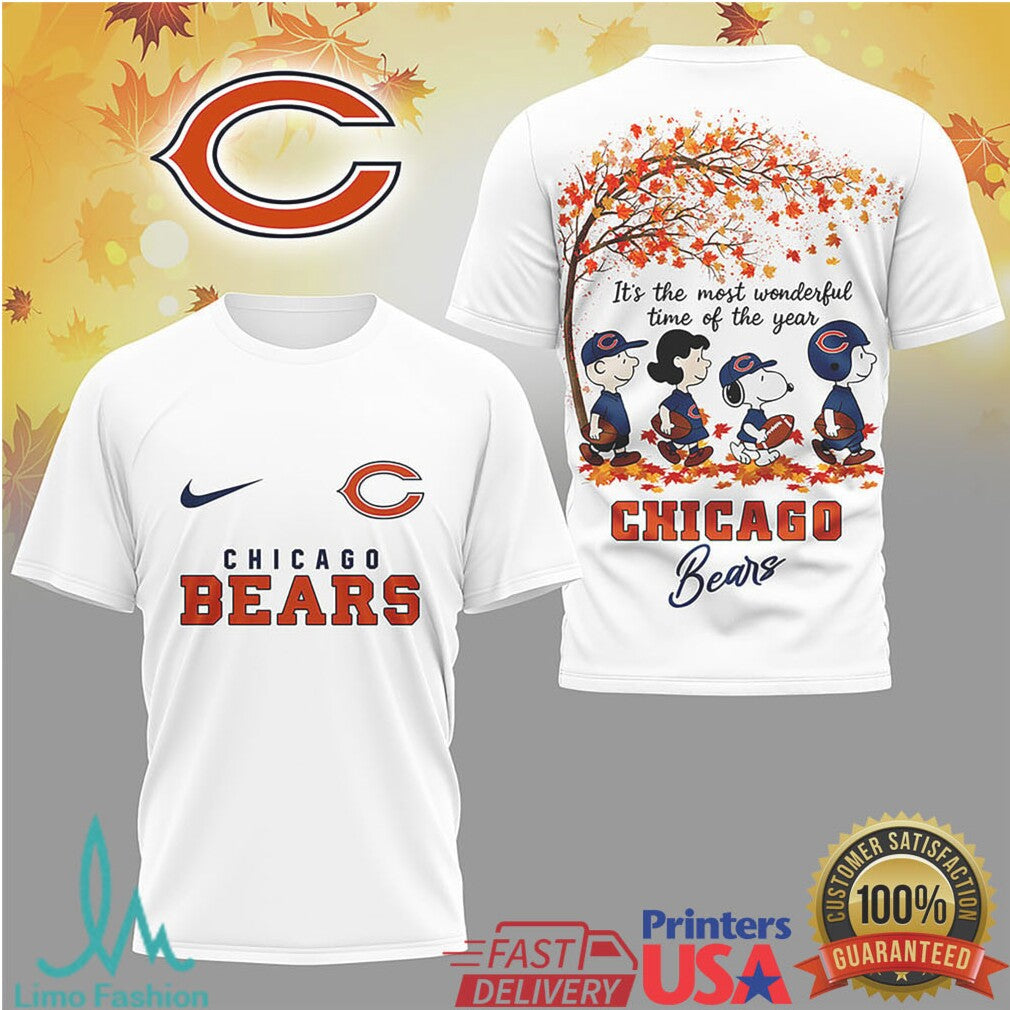 Chicago Bears Peanuts Snoopys Most Wonderful Time of the Year Fall T Shirt - Limotees LLC