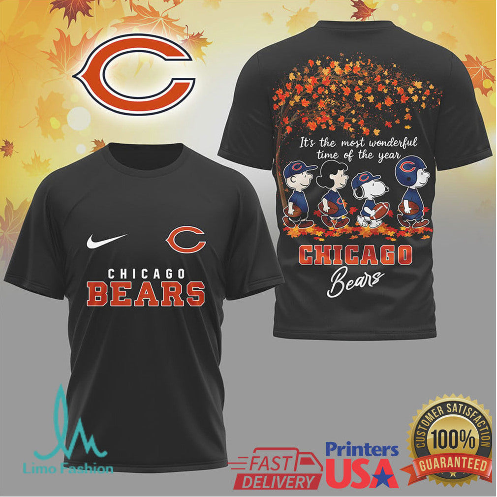 Chicago Bears Peanuts Snoopys Most Wonderful Time of the Year Fall T Shirt - Limotees LLC