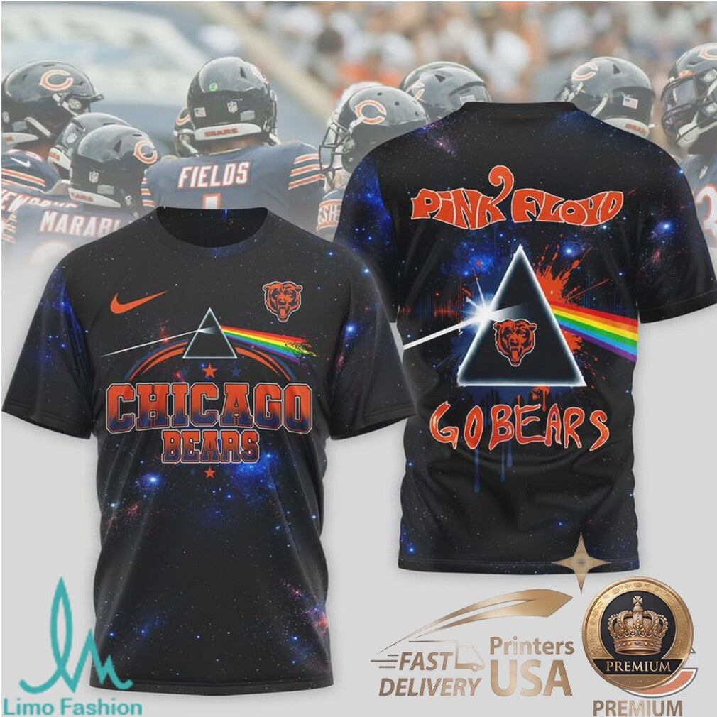 Chicago Bears Pink Floyd Dark Side Of The Moon Band Graphic T Shirt - Limotees LLC