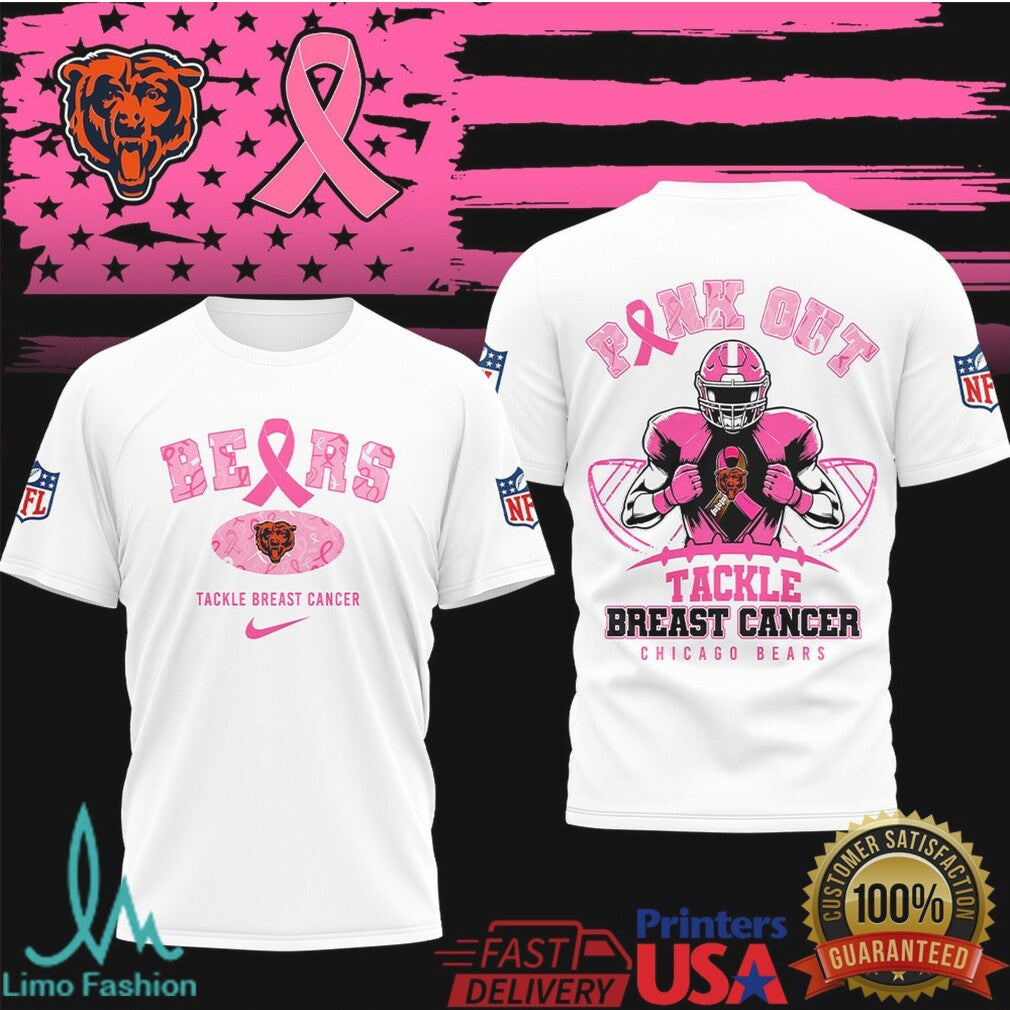 Chicago Bears Pink Out Tackle Breast Cancer NFL Awareness T Shirt - Limotees LLC