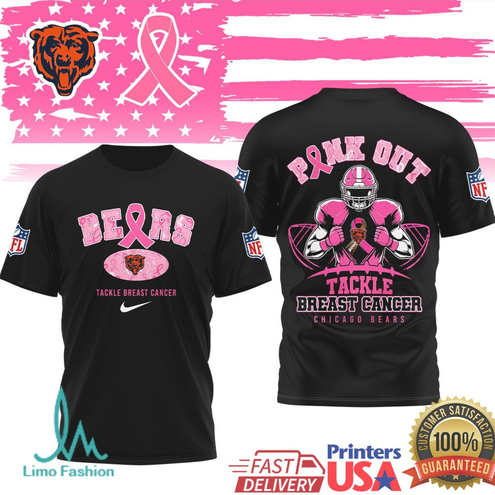 Chicago Bears Pink Out Tackle Breast Cancer NFL Awareness T Shirt - Limotees LLC