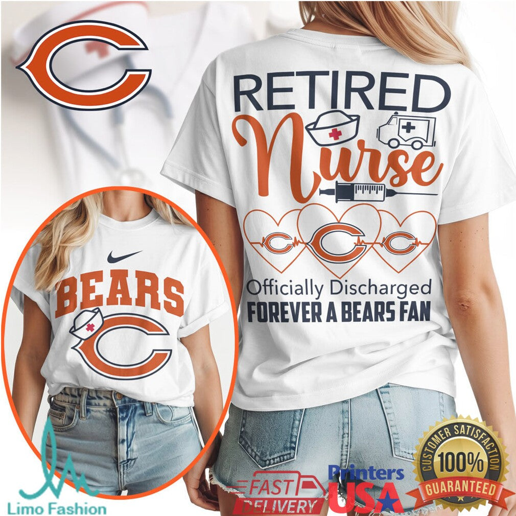 Chicago Bears Retired Nurse Officially Discharged 2026 Vintage Style Women Fans Gift T Shirt - Limotees LLC