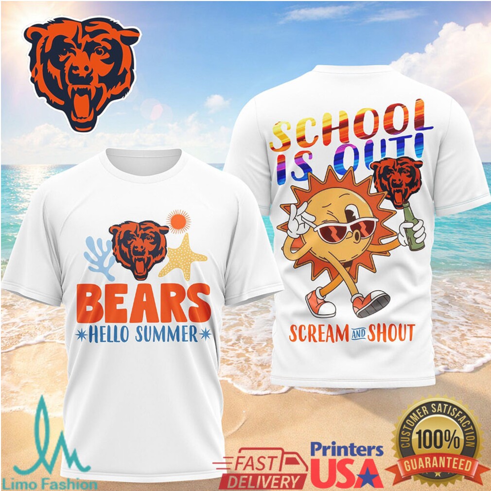 Chicago Bears School's Out T Shirt Funny Retro Sun Hello Summer Football Fan Gift - Limotees LLC