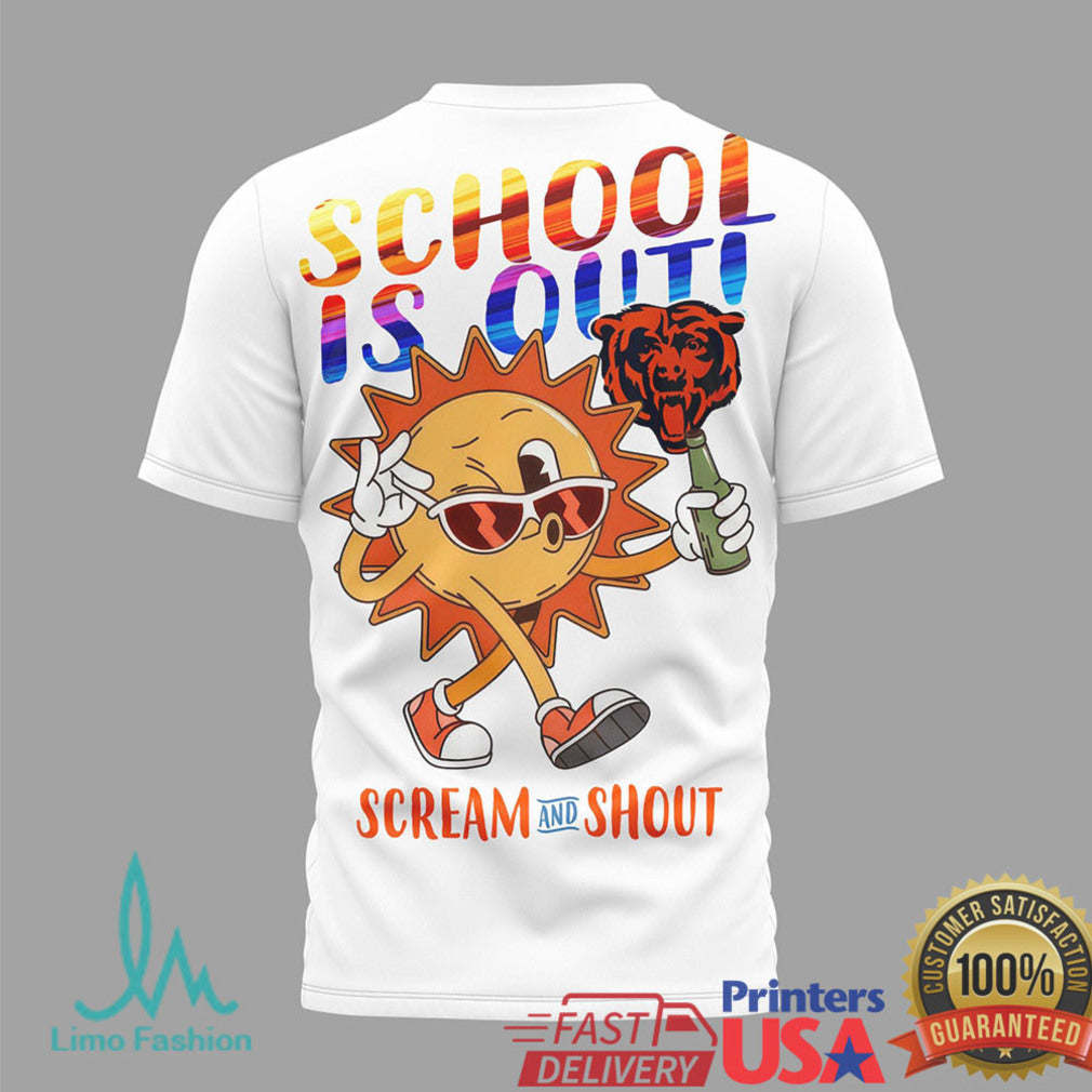 Chicago Bears School's Out T Shirt Funny Retro Sun Hello Summer Football Fan Gift - Limotees LLC