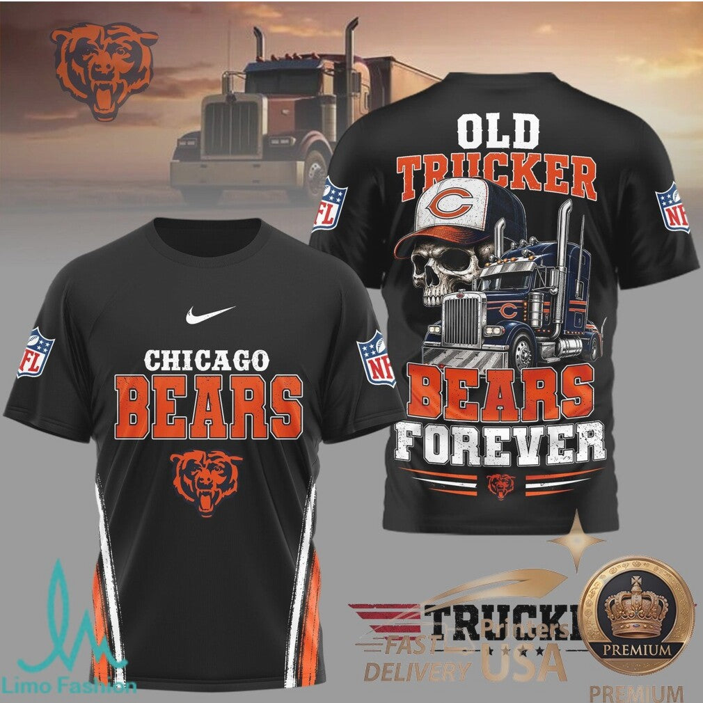 Chicago Bears Skull Old Trucker Forever Fan T Shirt - Limotees LLC