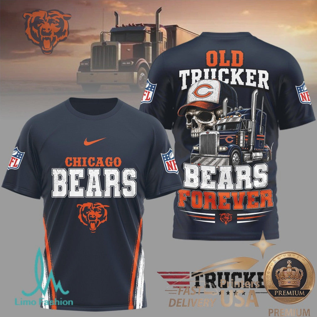 Chicago Bears Skull Old Trucker Forever Fan T Shirt - Limotees LLC