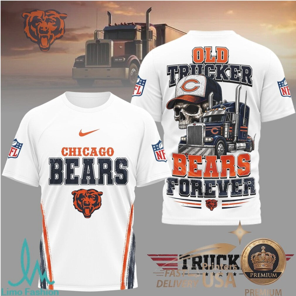Chicago Bears Skull Old Trucker Forever Fan T Shirt - Limotees LLC