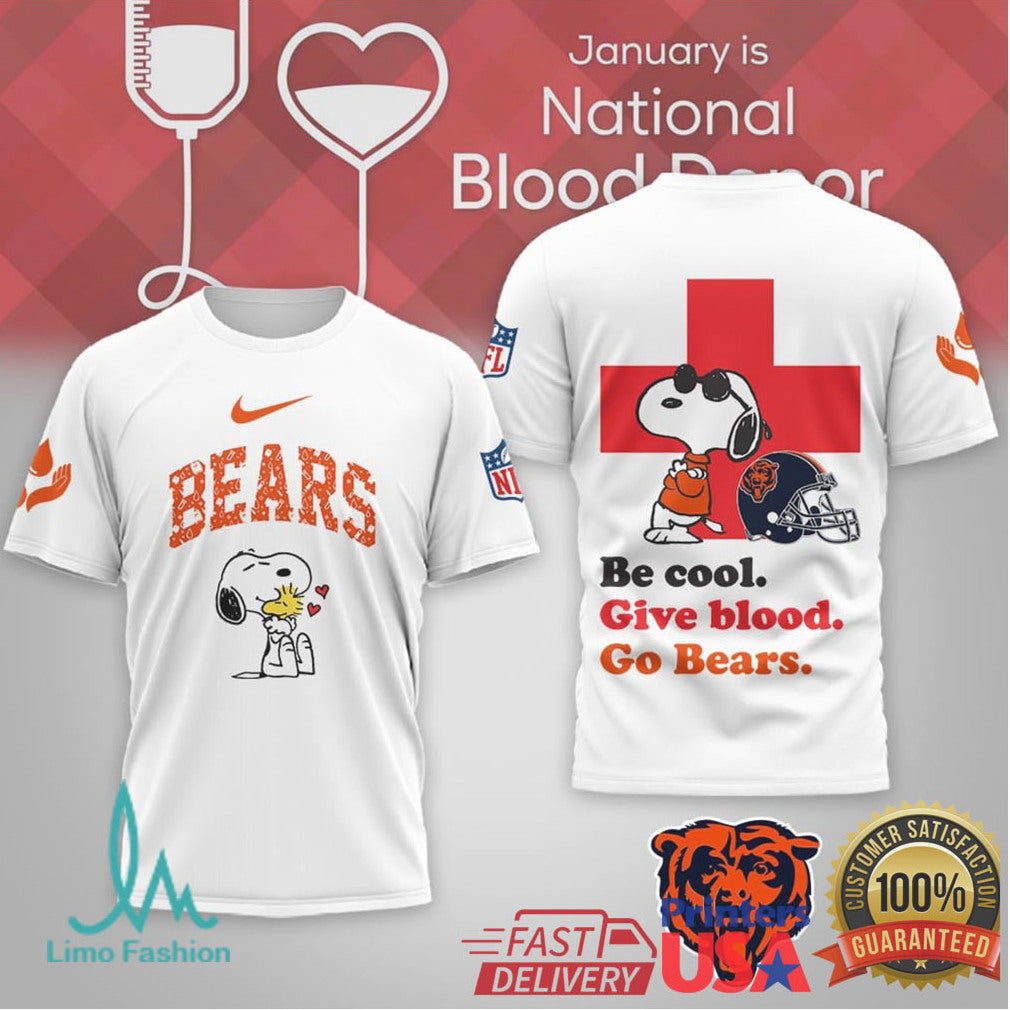 Chicago Bears Snoopy National Blood Donor Month Graphic Tee - Limotees LLC