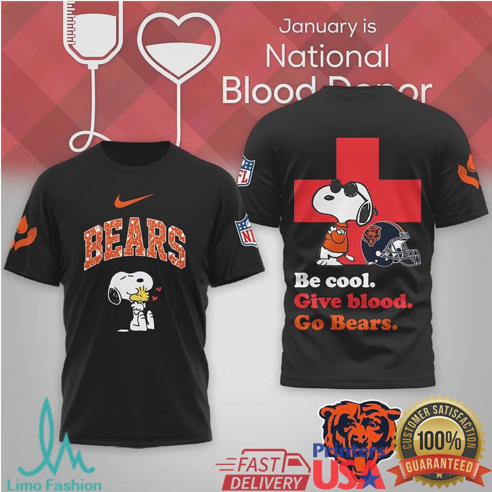 Chicago Bears Snoopy National Blood Donor Month Graphic Tee - Limotees LLC