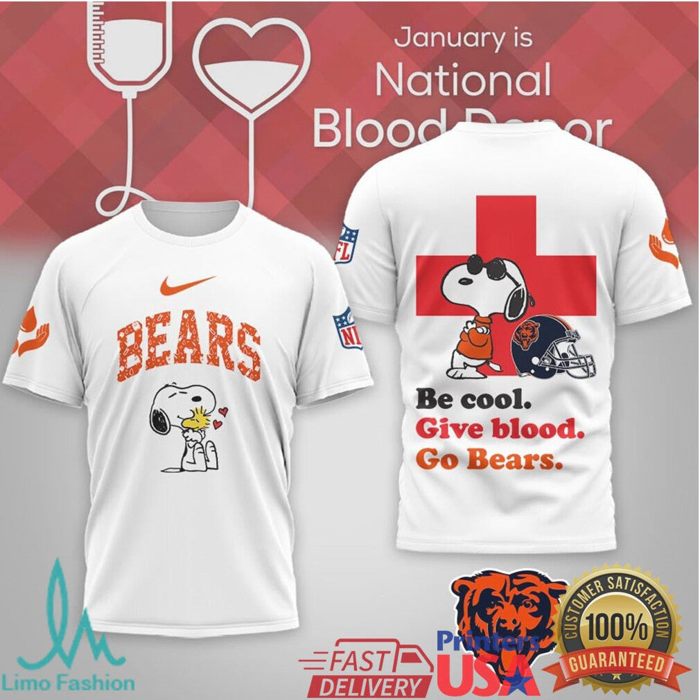 Chicago Bears Snoopy National Blood Donor Month Graphic Tee - Limotees LLC