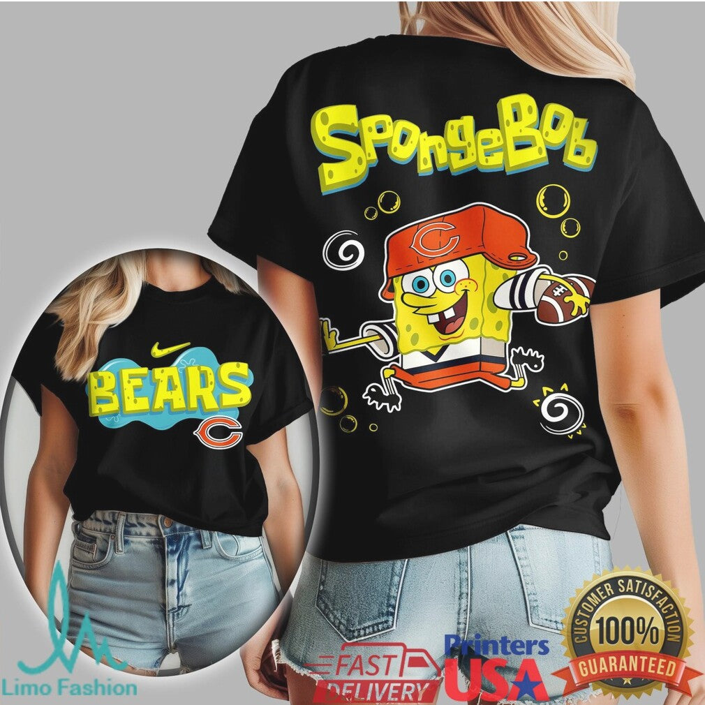 Chicago Bears SpongeBob Football Cartoon Sports Fan T Shirt - Limotees LLC