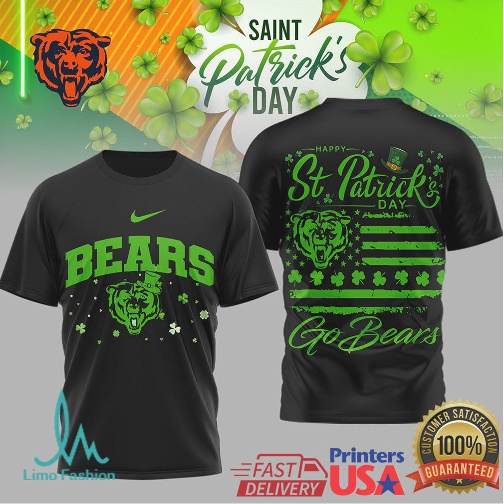Chicago Bears St. Patrick'S Day Tee Go Bears Lucky Clover Sport Shirt - Limotees LLC
