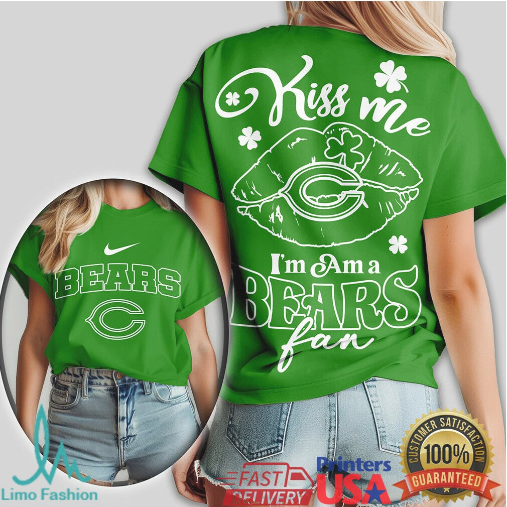 Chicago Bears St. Patrick'S Day Tshirt Kiss Me I'M A Bears Fan - Limotees LLC