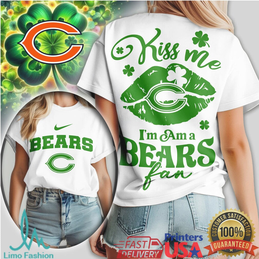 Chicago Bears St. Patrick'S Day Tshirt Kiss Me I'M A Bears Fan - Limotees LLC