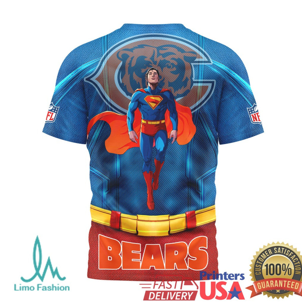 Chicago Bears Superman Graphics Compression T Shirt NFL Fan Superhero Gear - Limotees LLC
