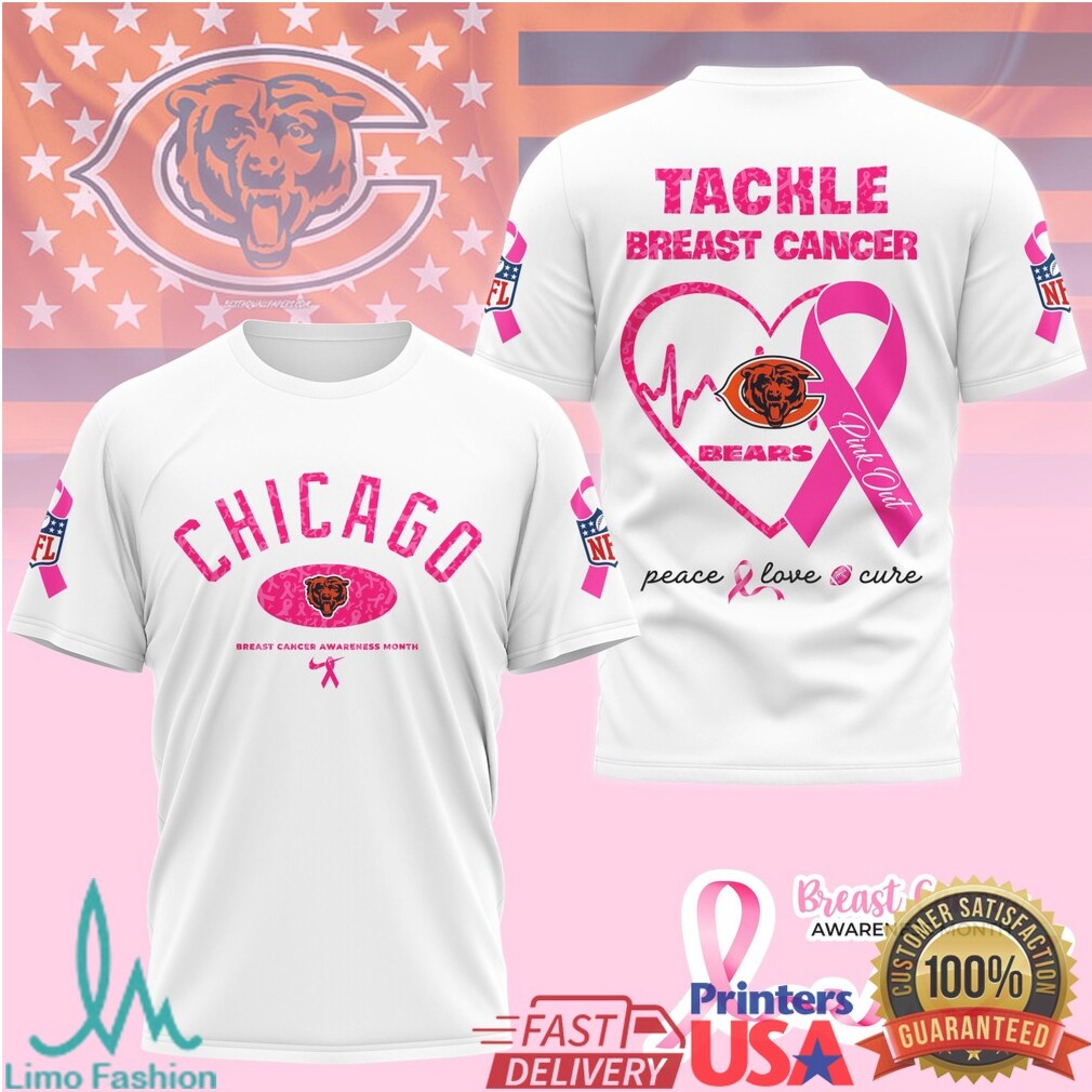 Chicago Bears Tackle Breast Cancer Awareness Pink Ribbon T Shirt - Limotees LLC