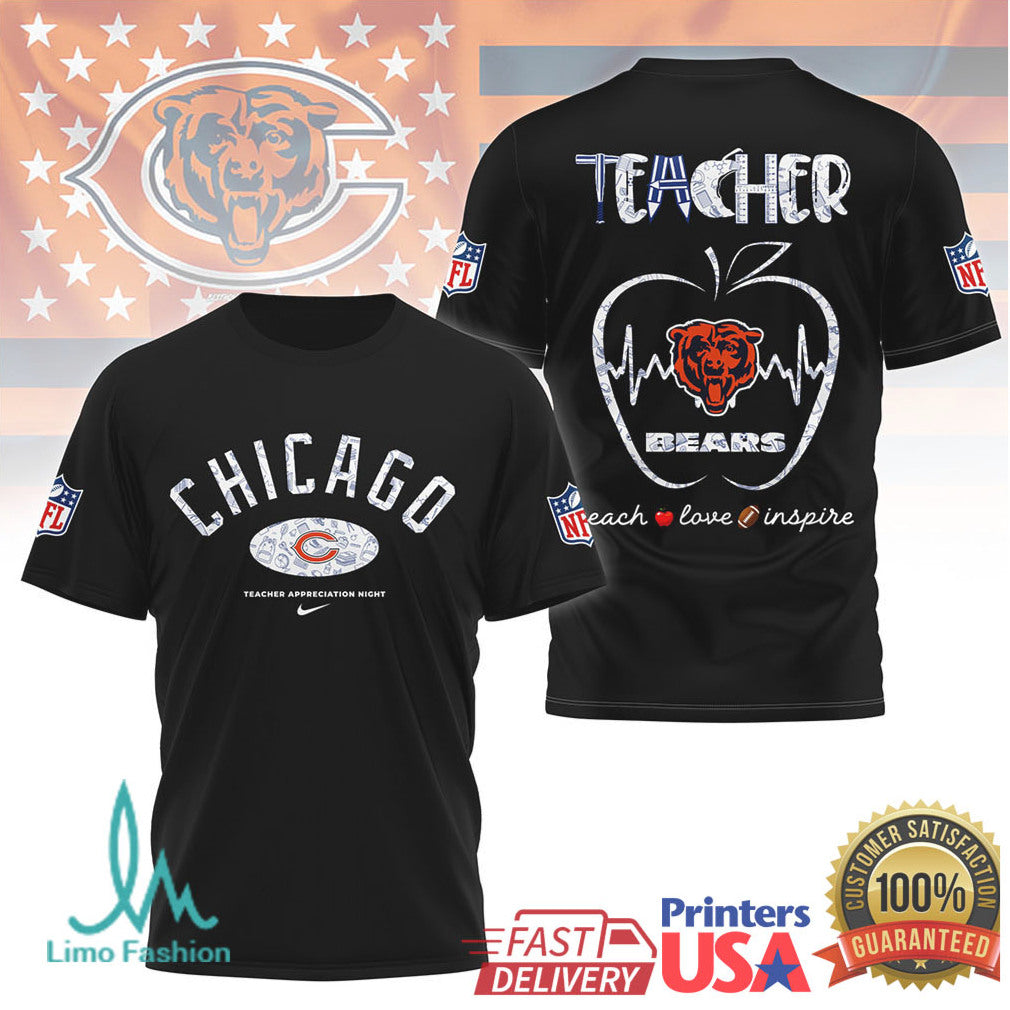 Chicago Bears Teacher Appreciation Night Apple Logo Tshirt - Limotees LLC