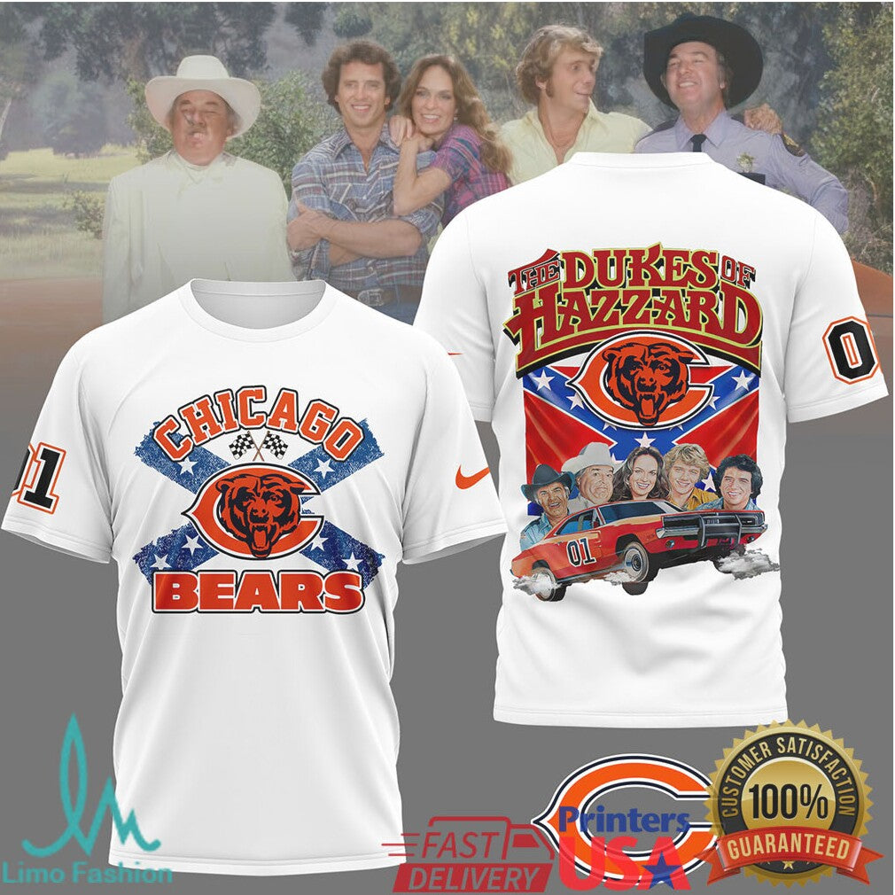 Chicago Bears The Dukes of Hazzard Bo & Luke Duke General Lee T Shirt - Limotees LLC