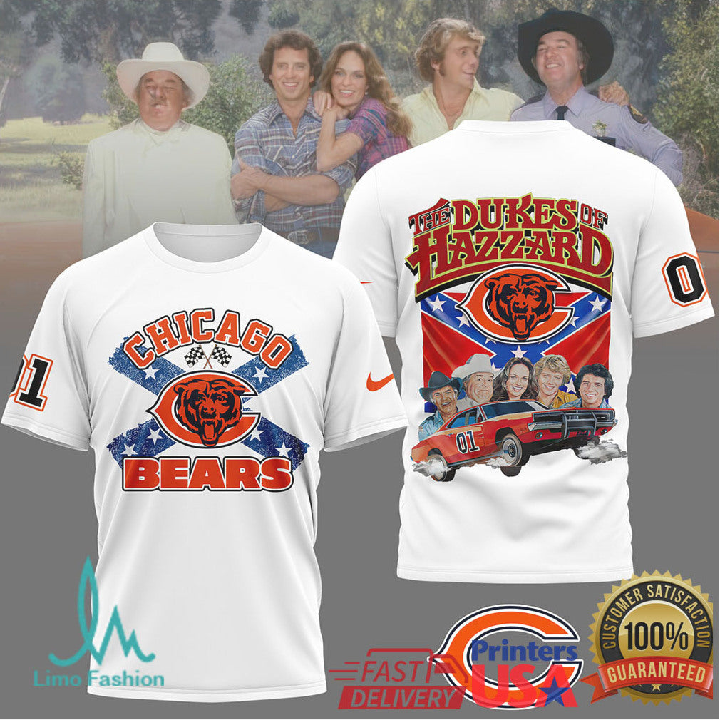 Chicago Bears The Dukes of Hazzard Bo & Luke Duke General Lee T Shirt - Limotees LLC