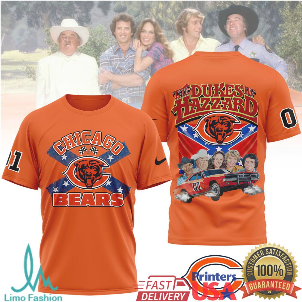 Chicago Bears The Dukes of Hazzard Bo & Luke Duke General Lee T Shirt - Limotees LLC