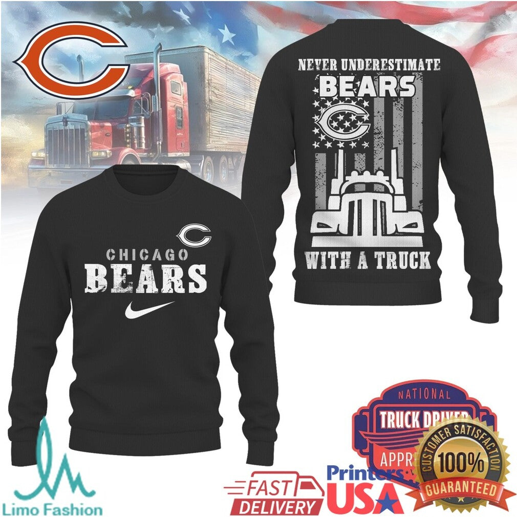 Chicago Bears Trucker Apparel Never Underestimate Bears with a Truck Graphic T Shirt - Limotees LLC