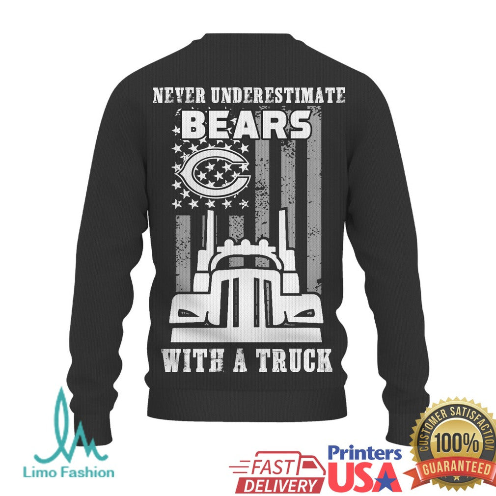 Chicago Bears Trucker Apparel Never Underestimate Bears with a Truck Graphic T Shirt - Limotees LLC