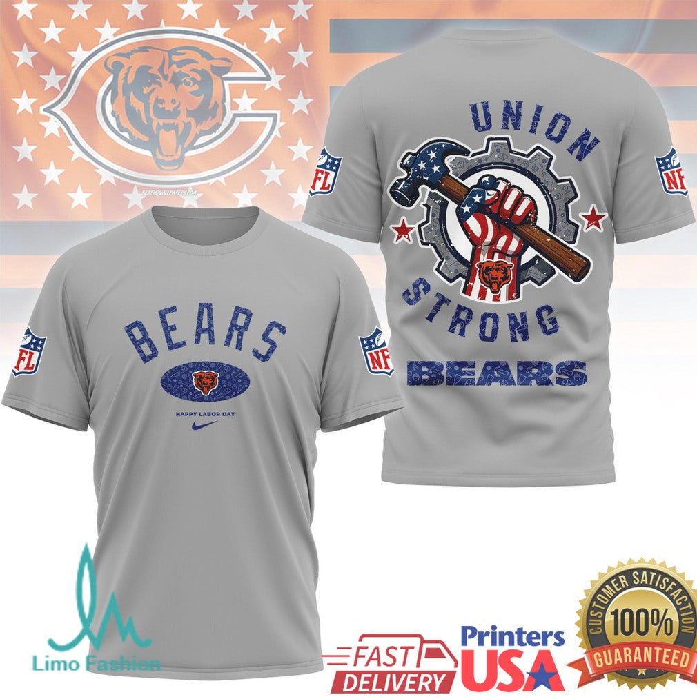 Chicago Bears Union Strong Labor Day NFL Graphic T Shirt - Limotees LLC