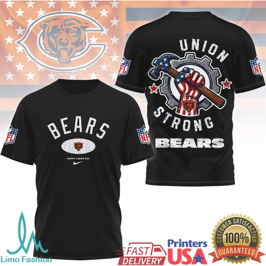 Chicago Bears Union Strong Labor Day NFL Graphic T Shirt - Limotees LLC