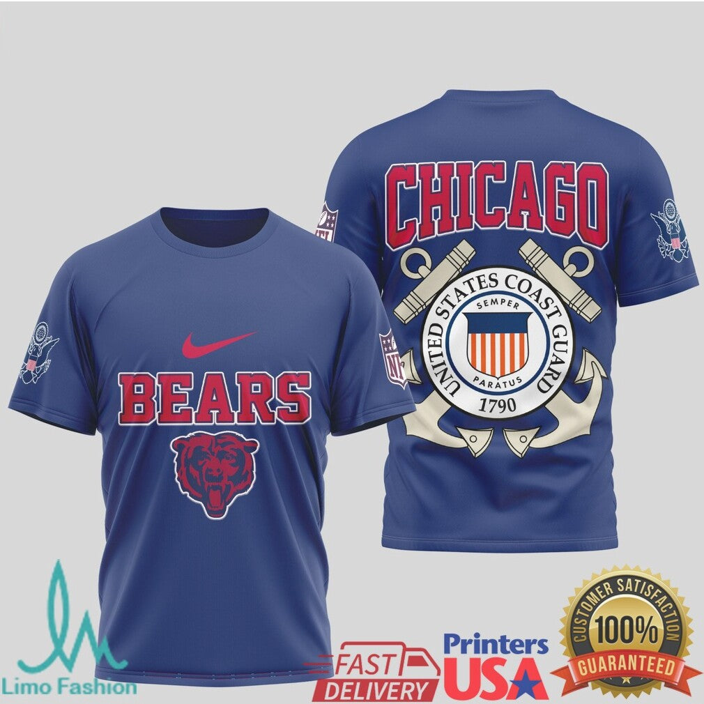 Chicago Bears United States Coast Guard Military Appreciation T Shirt - Limotees LLC