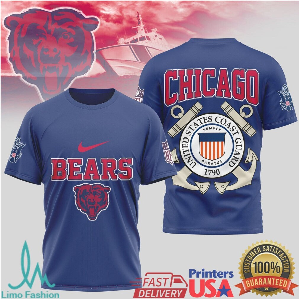 Chicago Bears United States Coast Guard Military Appreciation T Shirt - Limotees LLC