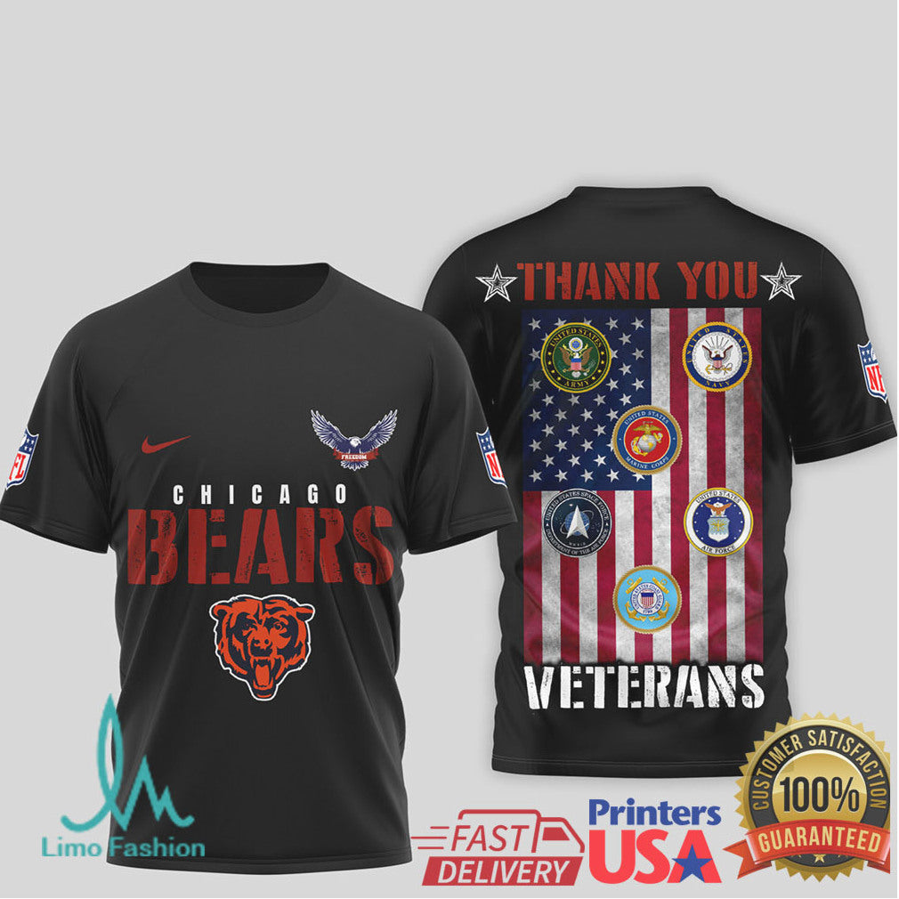 Chicago Bears Veterans Day Military Honor Guard T Shirt - Limotees LLC