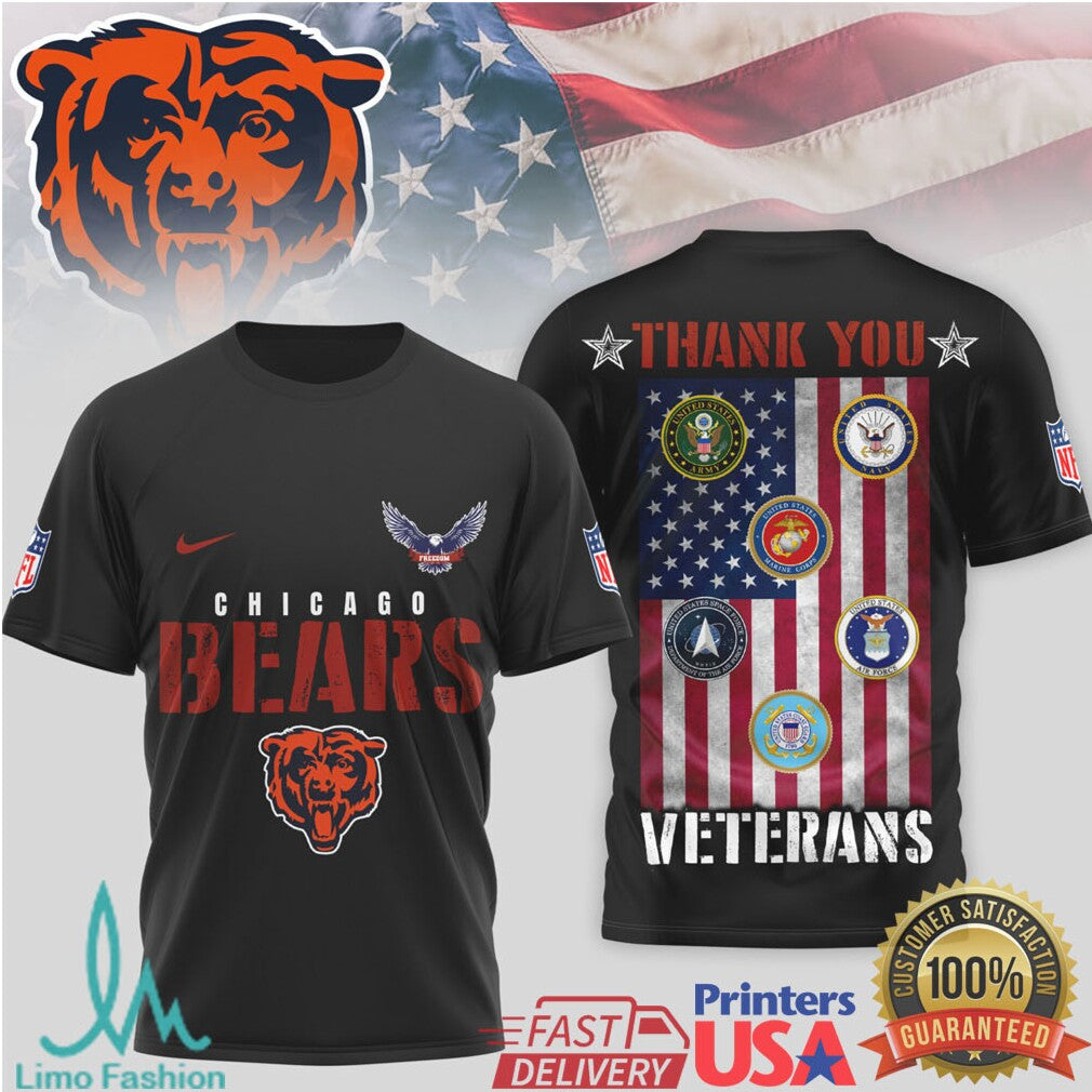 Chicago Bears Veterans Day Military Honor Guard T Shirt - Limotees LLC