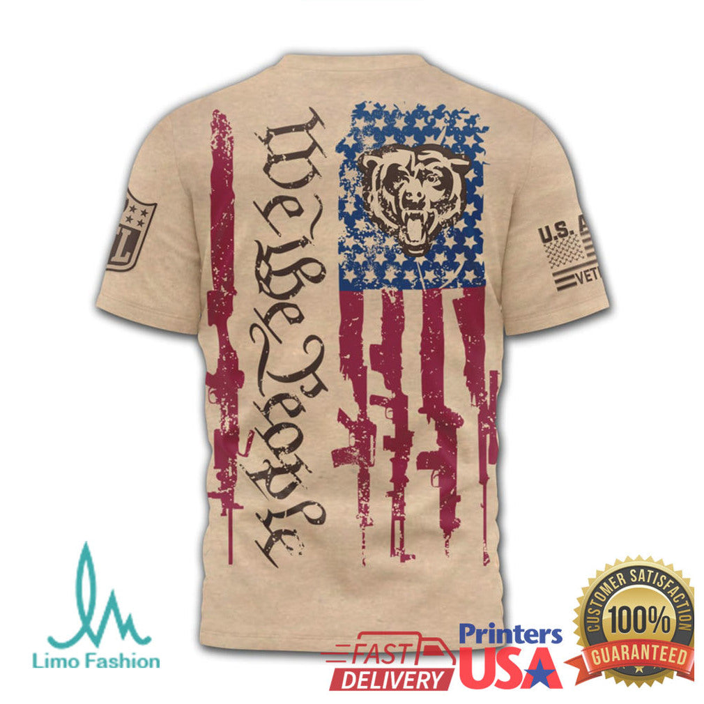 Chicago Bears We The People US Flag Patriotic Tan T Shirt - Limotees LLC