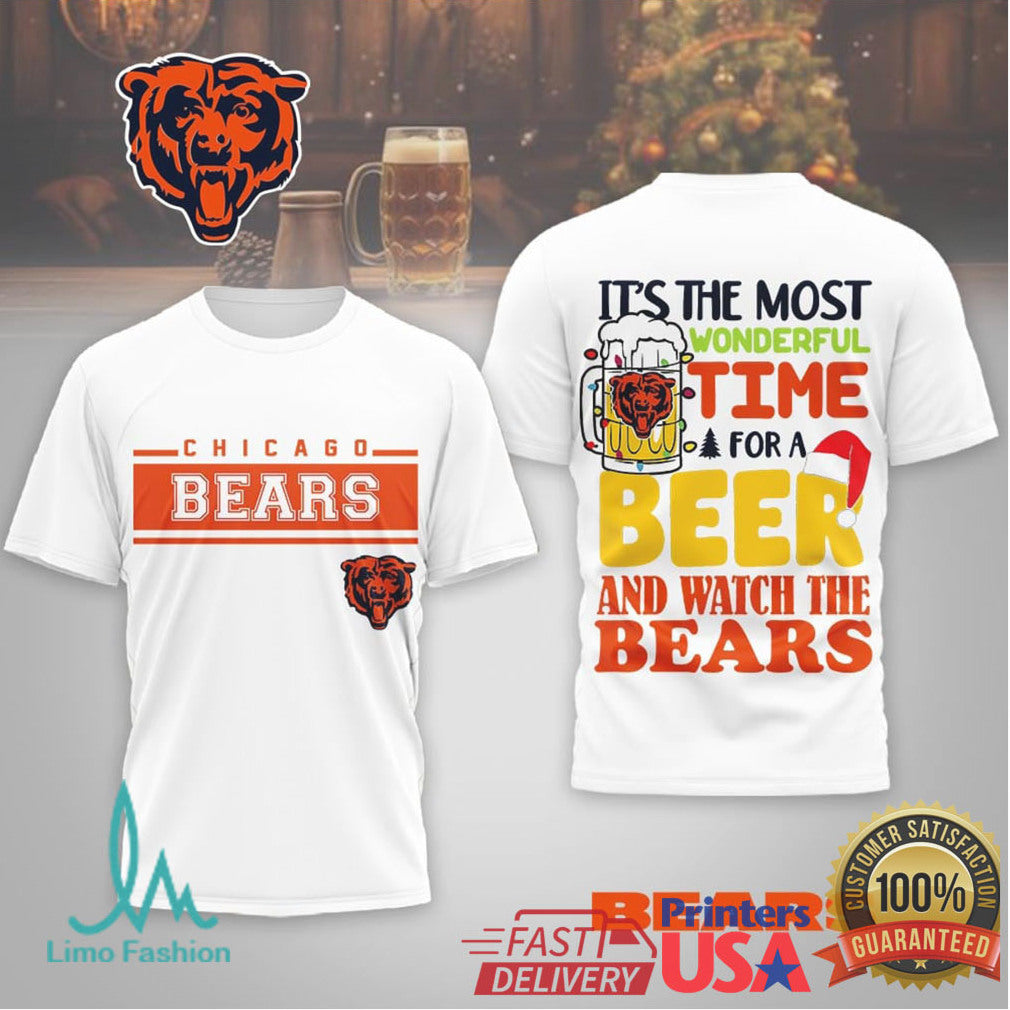 Chicago Bears “Wonderful Time For A Beer” Festive Football Tee - Limotees LLC