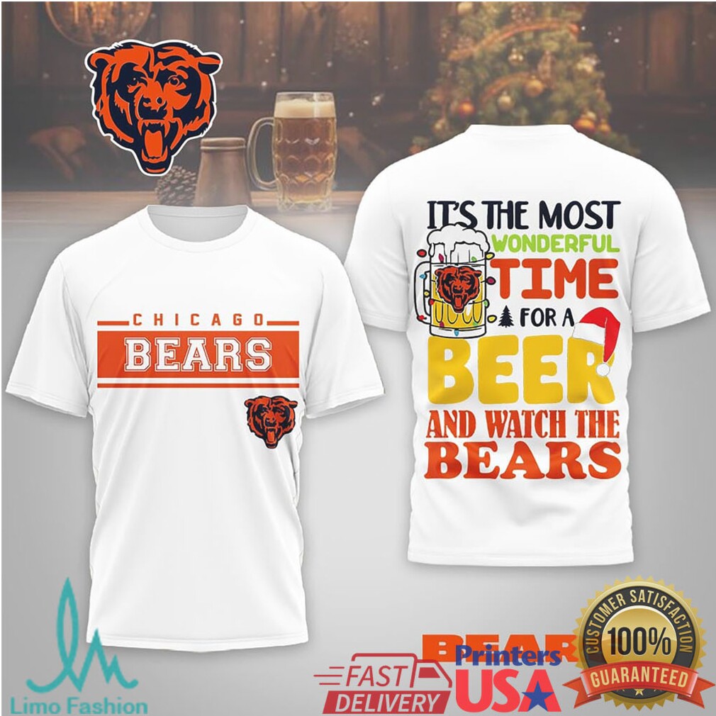 Chicago Bears “Wonderful Time For A Beer” Festive Football Tee - Limotees LLC
