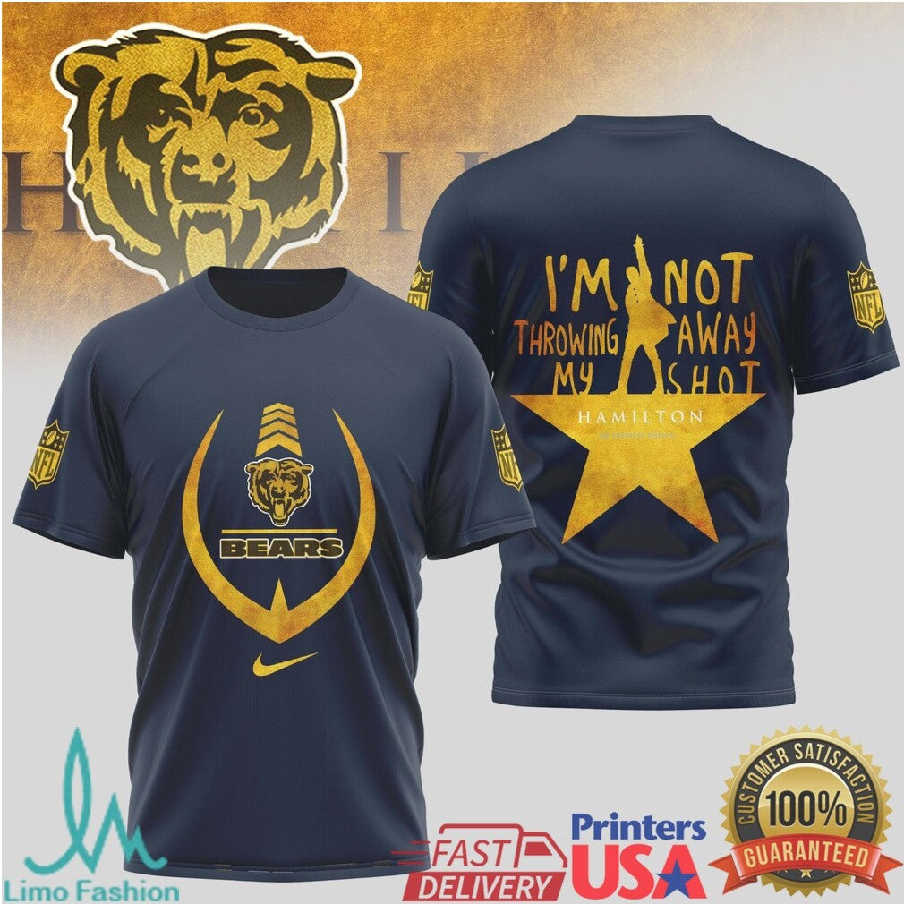 Chicago Bears x Hamilton Musical Collaboration Navy Blue Short Sleeve T Shirt - Limotees LLC