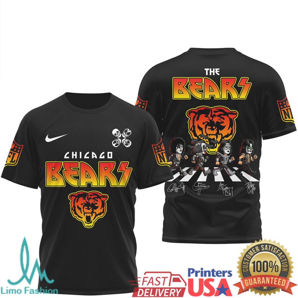 Chicago Bears x KISS Rock Band Mashup Custom Graphic T Shirt