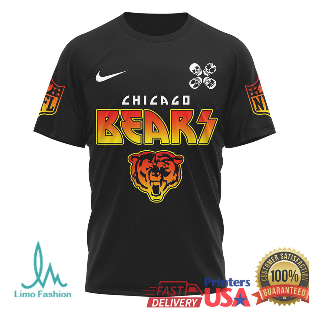Chicago Bears x KISS Rock Band Mashup Custom Graphic T Shirt