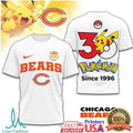 Chicago Bears x Pokémon Pikachu 30th Anniversary T Shirt Since 1996 - Limotees LLC