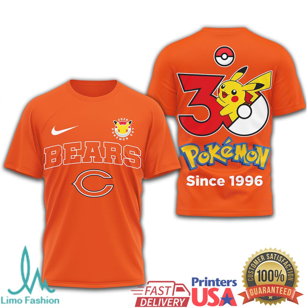 Chicago Bears x Pokémon Pikachu 30th Anniversary T Shirt Since 1996 - Limotees LLC