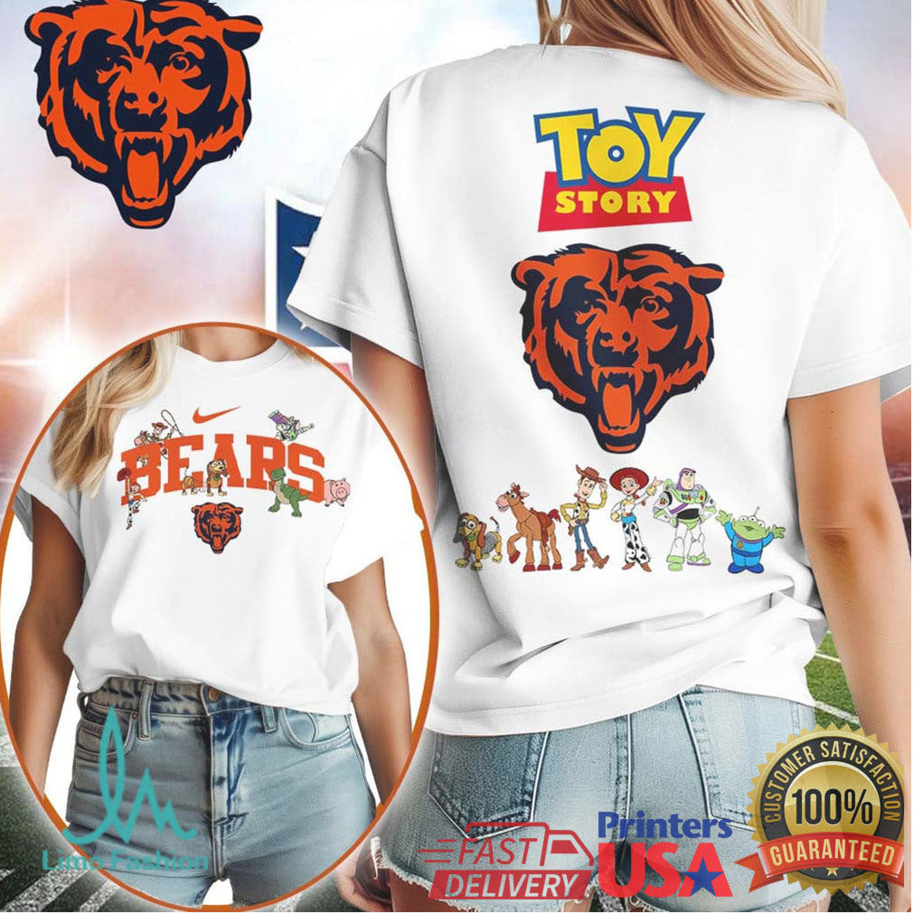Chicago Bears x Toy Story Woody Buzz Rex White T Shirt - Limotees LLC