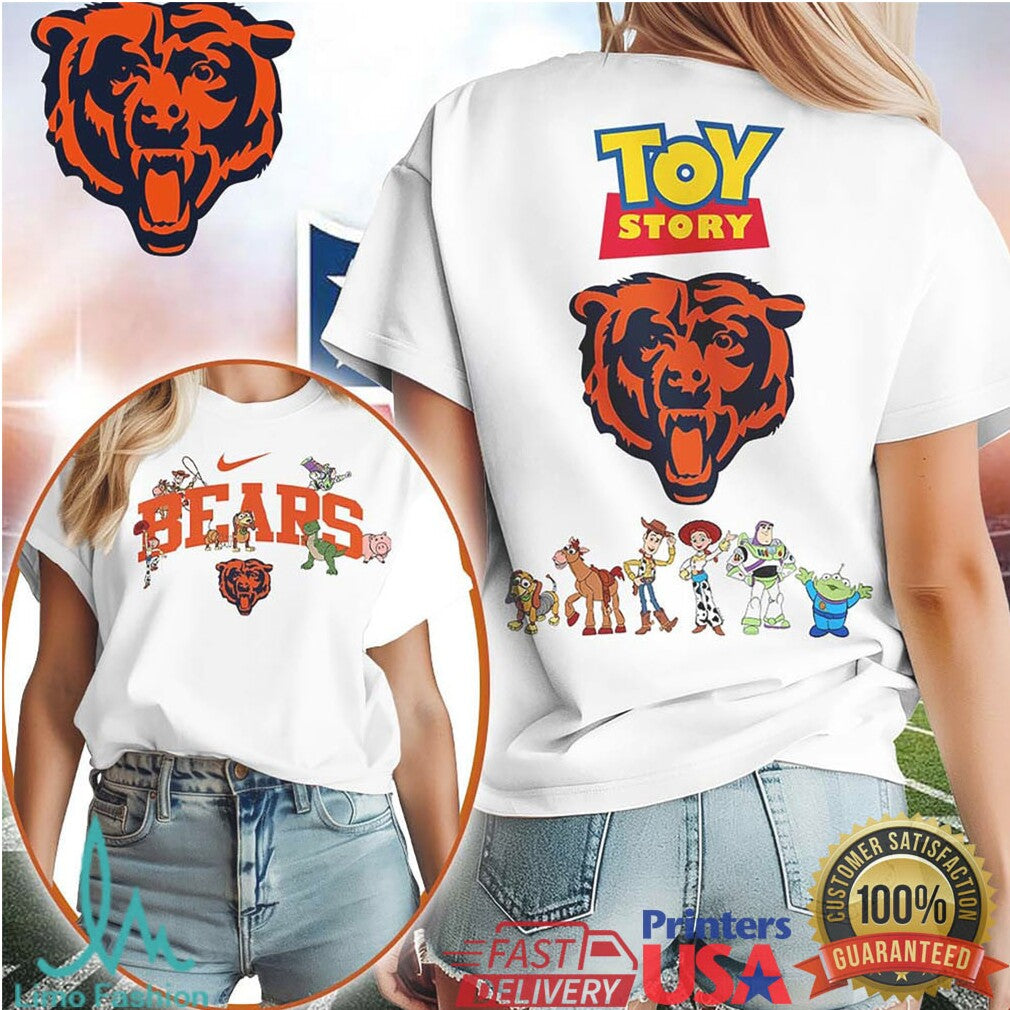 Chicago Bears x Toy Story Woody Buzz Rex White T Shirt - Limotees LLC