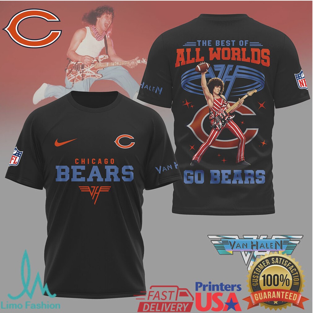 Chicago Bears x Van Halen Eddie Van Halen “Go Bears” Rock T Shirt - Limotees LLC