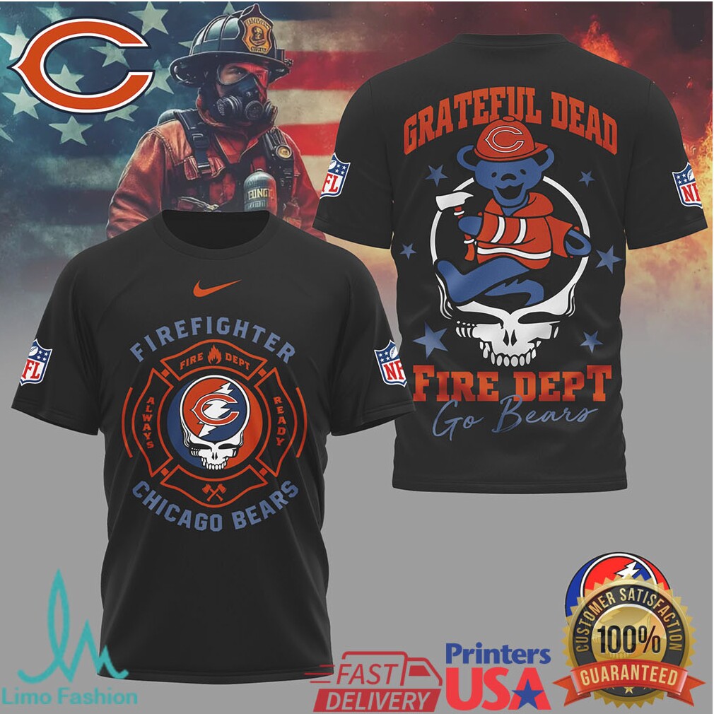 Chicago BearsOfficial NFL Grateful Dead Firefighter 3D Shirt - Limotees LLC