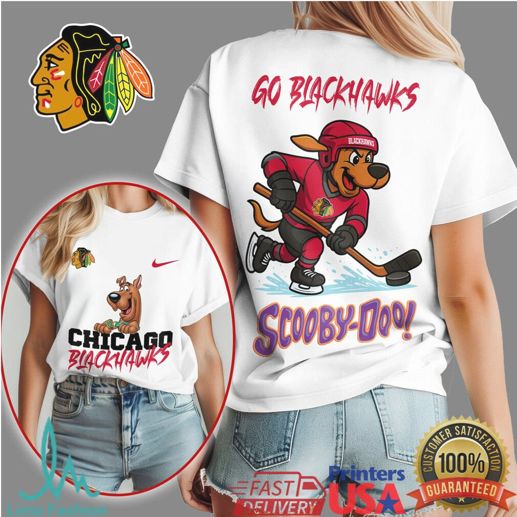 Chicago Blackhawks Scooby Doo Hockey Player Graphic T Shirt - Limotees LLC