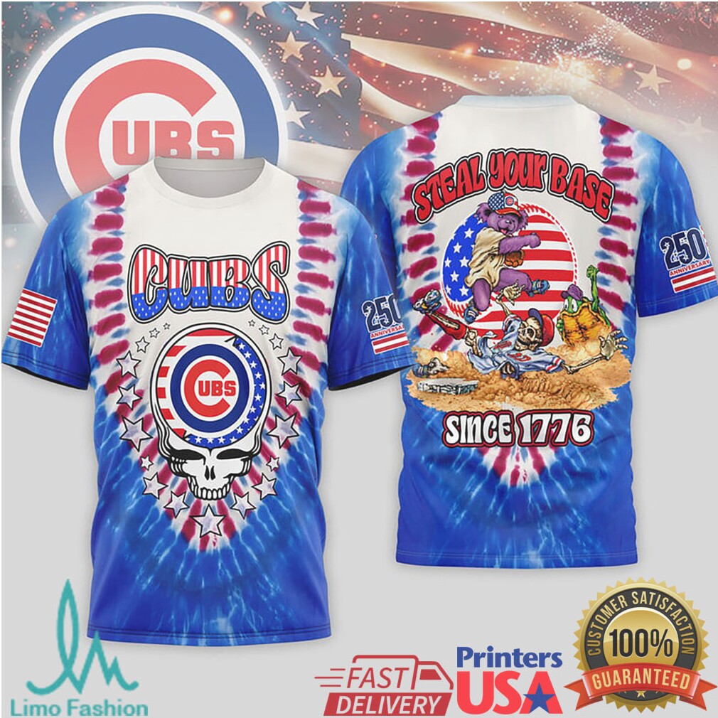 Chicago Cubs Steal Your Base Grateful Dead Patriotic Tie Dye T Shirt - Limotees LLC