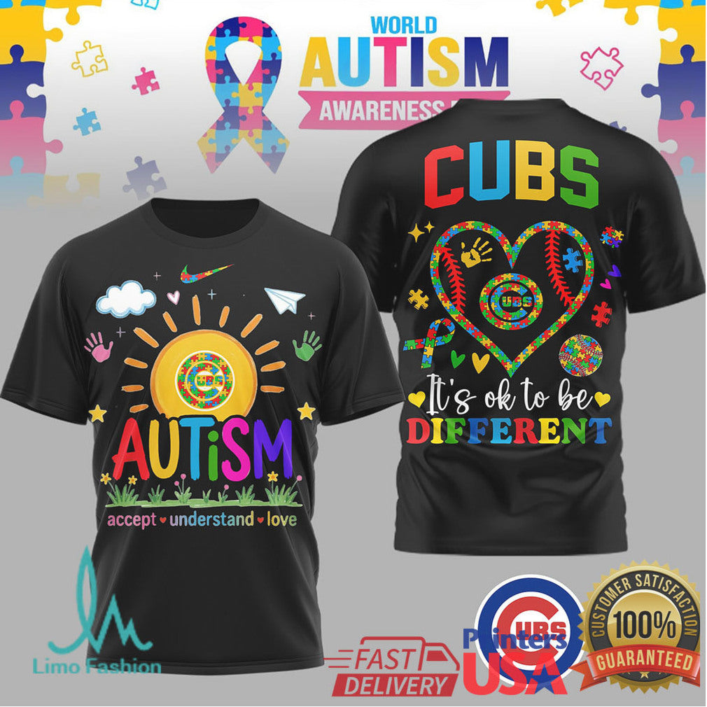 Chicago Cubs World Autism Awareness Day “It's OK To Be Different” T Shirt - Limotees LLC